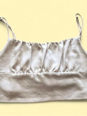 Zara Champagne Colored Ruched Camisole Crop Top